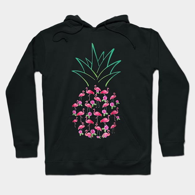 Pink Flamingo Pineapple Hoodie by HillySeonard